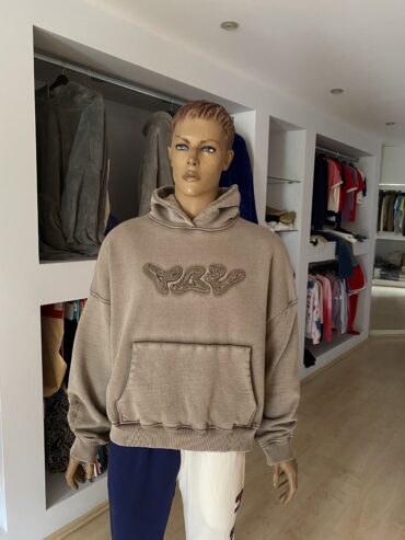 Parça boya Nakışlı Hoodie Sweatshirt İhraç fazlası